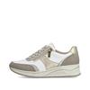 Rieker Laced Wedge Trainer With Side Zip - White Combi